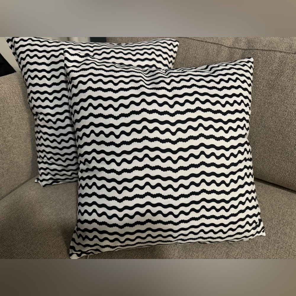 Black Striped Throw Pillow Covers Cases 18x18 Set of 2